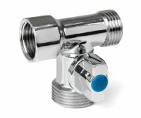 Кран шаровый угловой 1/2"х3/4"х1/2" для стиральной машины ВР-НР-НР