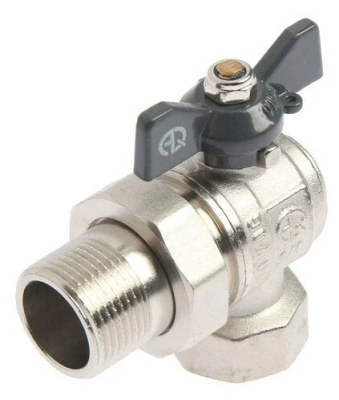 Кран шаровый со сгоном угловой внутр/наруж 1/2", бабочка PN40