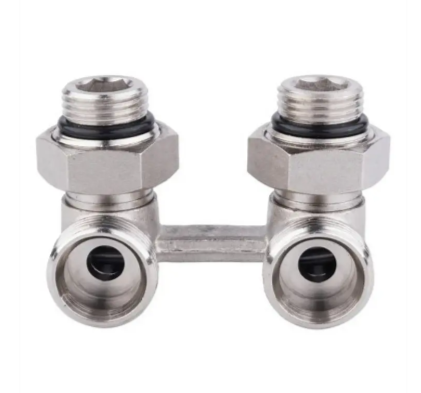 Узел нижнего подключения радиатора Н-образный угловой 1/2"нар х 3/4"нар (евроконус)