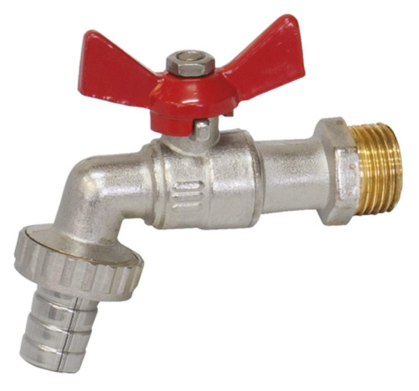 Кран шаровый водоразборный (PROF) 1/2" PN16 со штуцером 15, ручка
