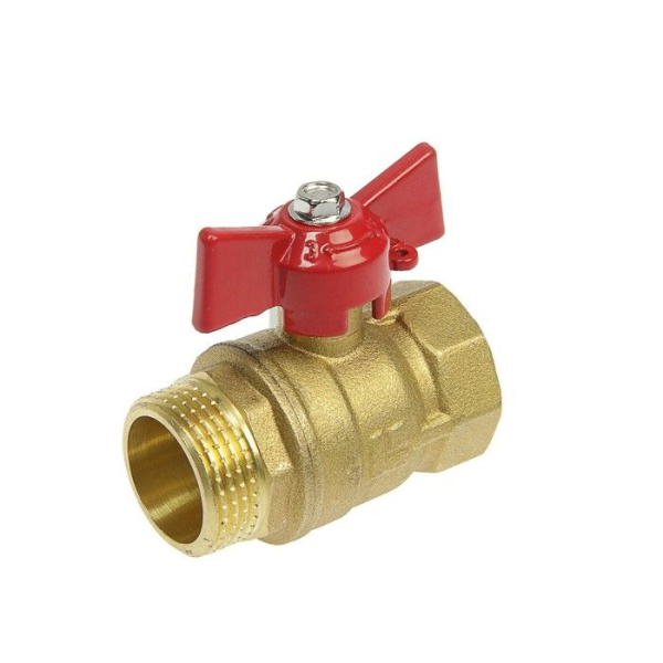 Кран шаровый PN40 внутр/наруж 1/2", бабочка