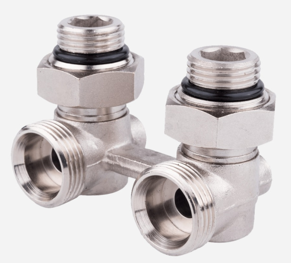 Узел нижнего подключения радиатора Н-образный угловой 1/2"нар х 3/4"нар (евроконус)